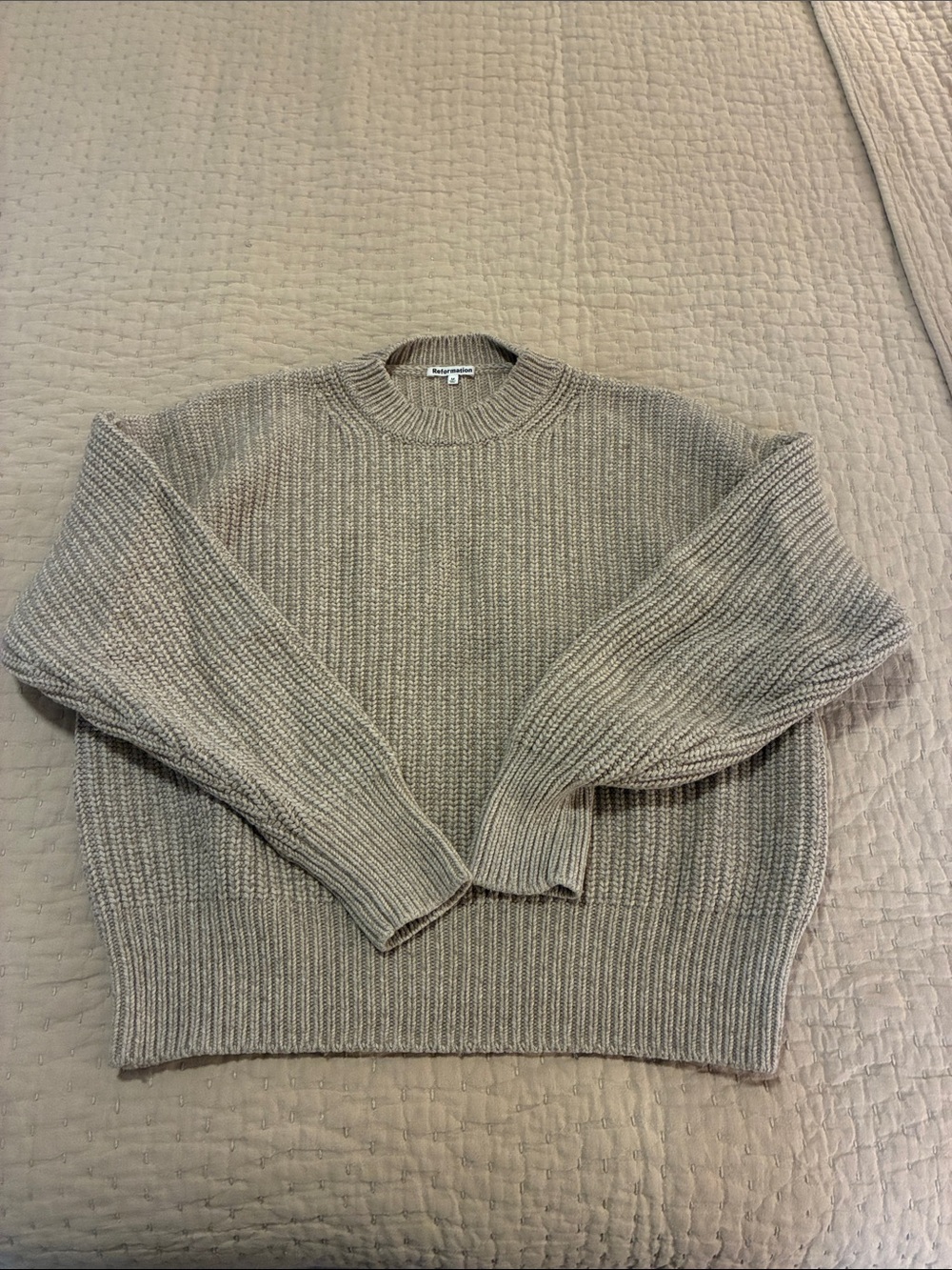 Reformation Men's Crewneck Sweater - Beige Taupe